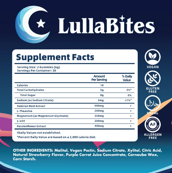 LullaBites – Natural Sleep Gummies, Strawberry Flavor