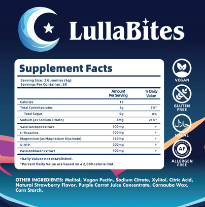 LullaBites – Natural Sleep Gummies, Strawberry Flavor